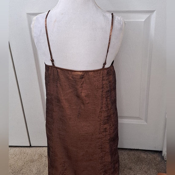 NWT Bronze Shimmering Slip Dress Size M - Picture 3 of 10